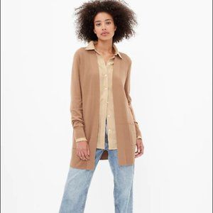 NWT Gap Camel Long Open-Front Cardigan